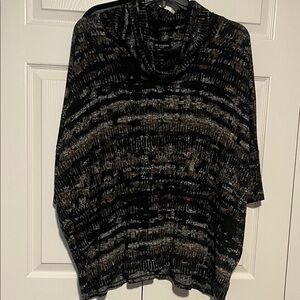 I.N. Studio Black and Brown Cowl Neck Sweater